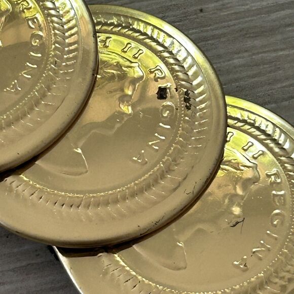 Stretch Belt Gold Coins Metal Discs Disco Textured Statement Waist Gypsy Boho - Picture 3 of 5